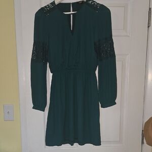 Express Dark Green Long Sleeve Dress